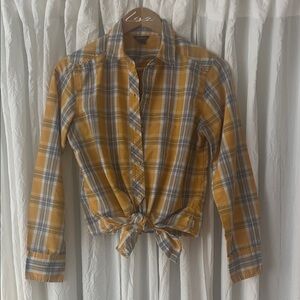 Eddie Bauer Mustard and Navy Plaid Shirt
